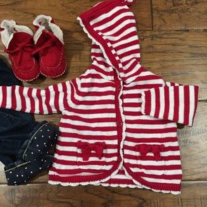 Gymboree stripe hoodie with tassel and bow detail